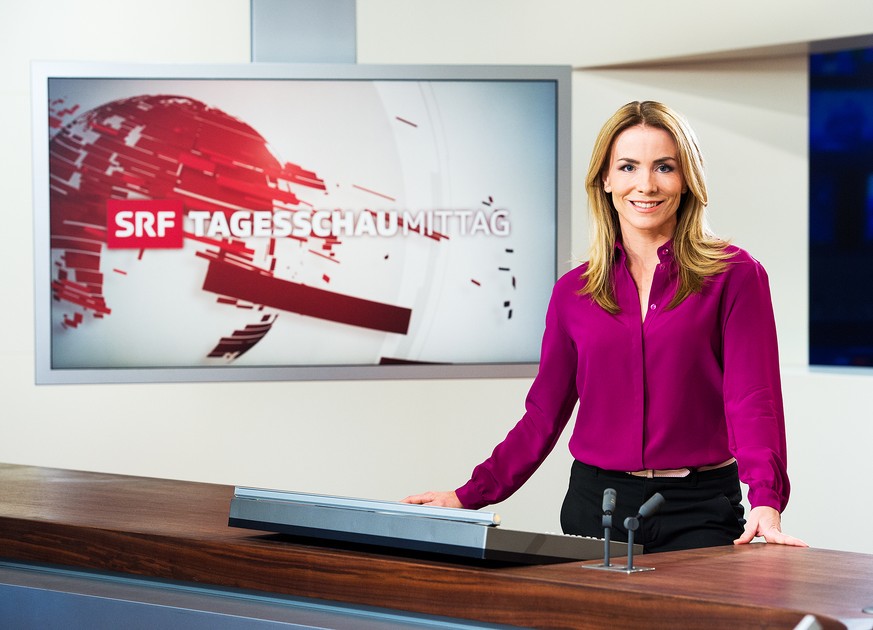 HANDOUT - Monika Schoenenberger im Studio der Tagesschau des SRF, am 30. August 2016. Schoenenberger gehoert ab dem 12. September zum Moderationsteam. Sie wird die Sendungen um 12.45 und 18 Uhr sowie  ...