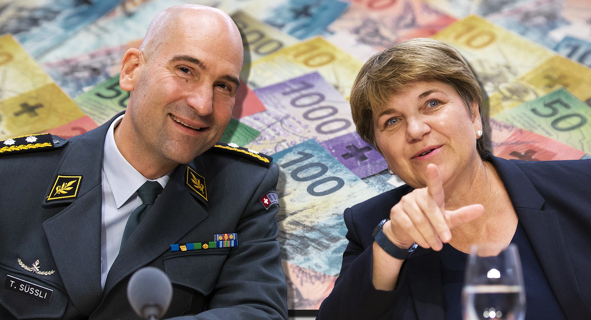 La ministre de la Défense Viola Amherd, ici avec le chef de l'armée Thomas Süssli, demande des milliards pour l'armée suisse.