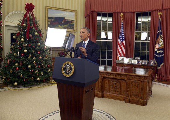 Erst die dritte Rede aus dem Oval Office: Das Rednerpult wurde kurzfristig hingestellt.