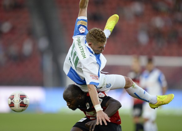 Mit Kampfgeist zum Sieg. Am Ende behält&nbsp;Yoric Ravet mit GC gegen Aarau die Oberhand.