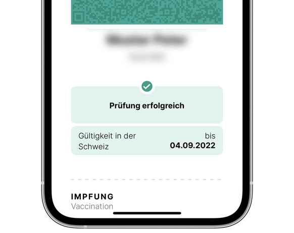 Der watson zugestellte QR-Code erwies sich beim Scannen mit der Schweizer Covid-Cert-App als echtes EU-Impfzertifikat. Gültig bis am 4. September 2022.