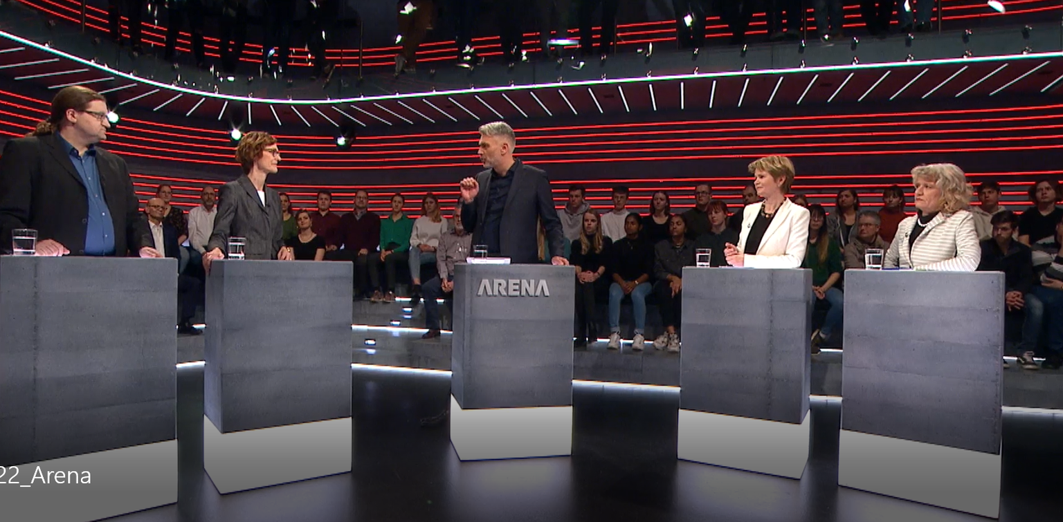 Zoff um 5G in der «Arena»: Prelicz-Huber (Grüne, rechts) legte sich mit Jörg Mäder (GLP, links) an.