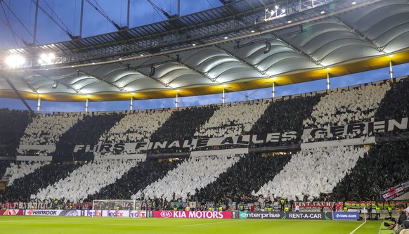 epa07543308 Eintracht Frankfurt&#039;s fans react prior the UEFA Europa League semi final, first leg soccer match between Eintracht Frankfurt and Chelsea FC in Frankfurt Main, Germany, 02 May 2019. EP ...