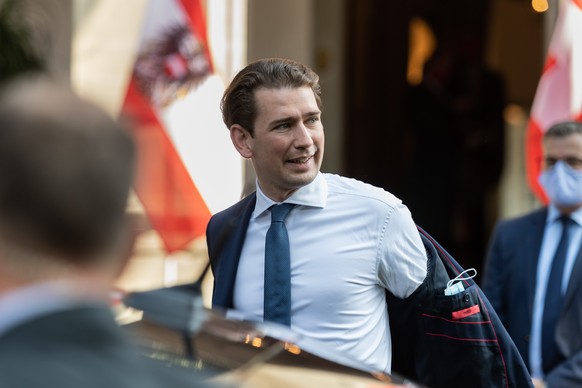 Austrian Chancellor Sebastian Kurz gets ready to leave after his official visit to Switzerland, at the Lohn residence of the Swiss government, on Friday, September 18, 2020 in Kehrsatz near Bern, Swit ...