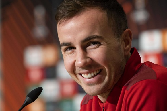 epa09600754 PSV&#039; Mario Goetze attends a press conference in Eindhoven, The Nehterlands, 24 November 2021. PSV Eindhoven will face Sturm Graz in their UEFA Europa League group B soccer match on 25 ...
