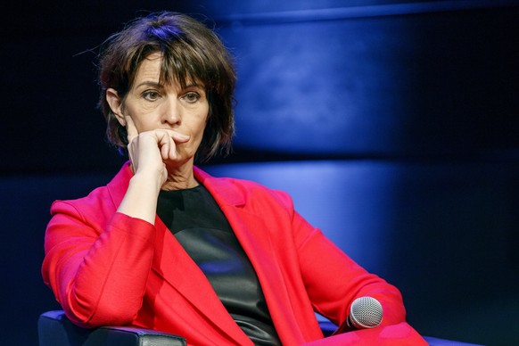 epa06485816 Doris Leuthard, Swiss Minister of Environment, Transport, Energy and Communications, speaks during a panel titled 'Developing the cooperations public / private. The conditions?'  ...