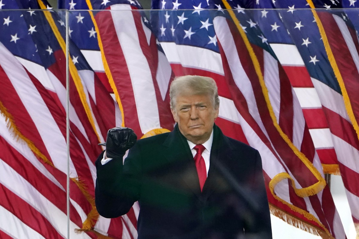 Then-President Donald Trump gestures as he arrives to speak at a rally in Washington, on Jan. 6, 2021. (AP Photo/Jacquelyn Martin)
Donald Trump