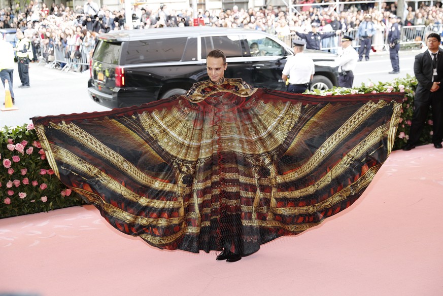 epa07552346 President of Jujamcyn Theaters Jordan Roth arrives on the red carpet for the 2019 Met Gala, the annual benefit for the Metropolitan Museum of Art's Costume Institute, in New York, New ...
