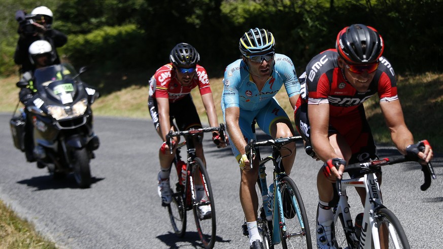 Van Avermaet vor seinen Fluchtgefährten Grivko und de Gendt.