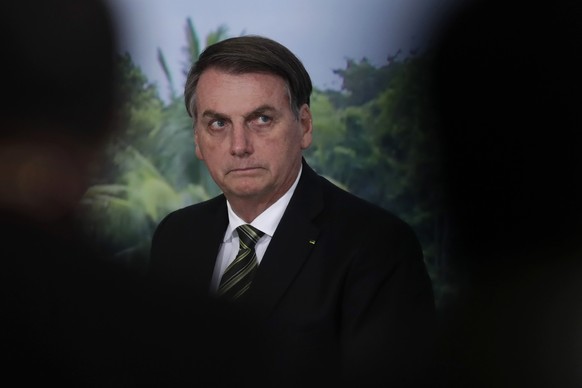 Brazil&#039;s President Jair Bolsonaro attends a ceremony to launch the Agro Nordeste program at the Palanalto presidential palace in Brasilia, Brazil, Oct. 1, 2019. According to officials, the progra ...