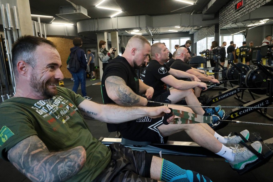 Ukrainische Kriegsveteranen beim Konditionstraining, März 2026.