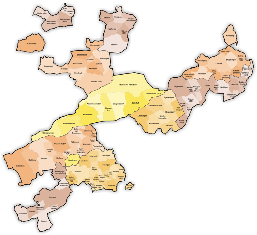 Kanton Solothurn, Gemeindekarte