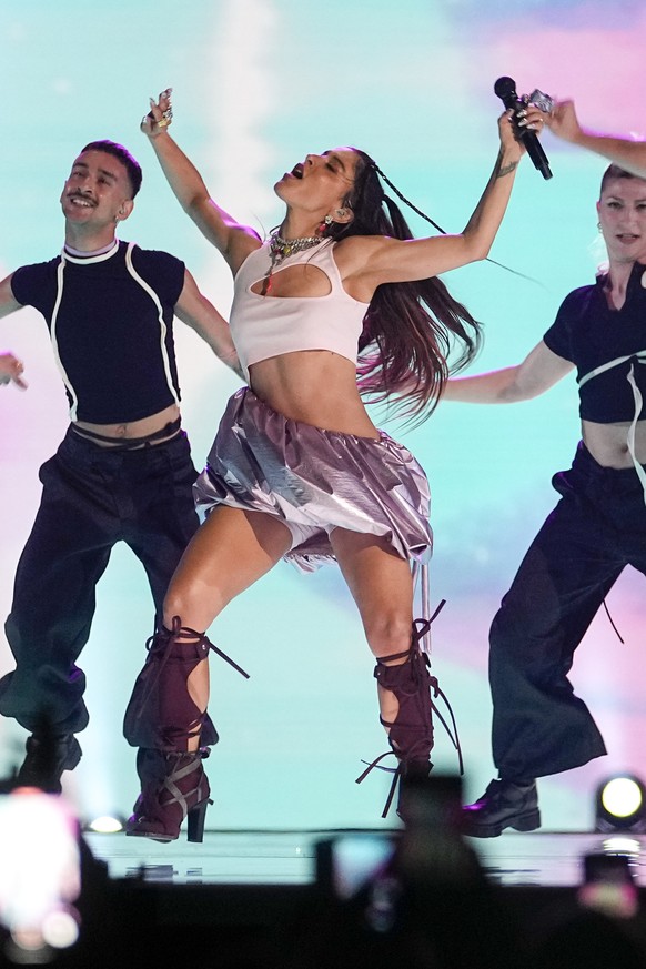 Marina Satti of Greece performs the song ZARI during the second semi-final at the Eurovision Song Contest in Malmo, Sweden, Thursday, May 9, 2024. (AP Photo/Martin Meissner)
Marina Satti