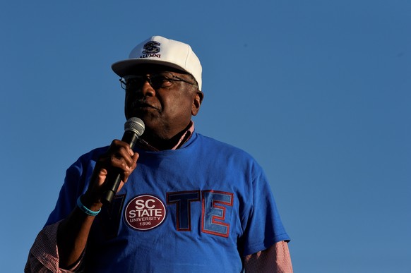 House Majority Whip Jim Clyburn of South Carolina speaks at a campaign rally for Democratic U.S. Senate candidate Jaime Harrison on Saturday, Oct. 17, 2020, in North Charleston, S.C. (AP Photo/Meg Kin ...