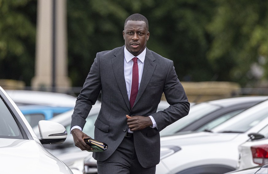Manchester City footballer Benjamin Mendy arrives at Chester Crown Court in Chester, England, Wednesday Aug. 17, 2022. The footballer is accused of eight counts of rape, one count of sexual assault an ...