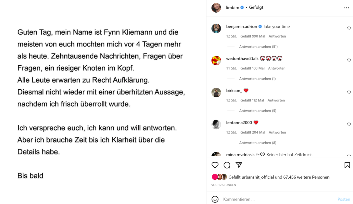 Dieses Bild postete Fynn Kliemann auf Instagram.