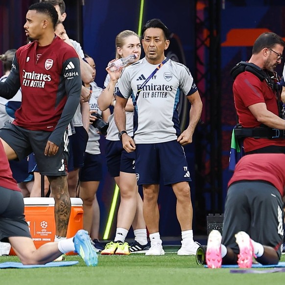 Takahiro Yamamoto Arsenal, MAY 29, 2026 - Football / Soccer : UEFA Champions League final MD-1 trainging session at the Puskas Arena in Budapest, Hungary. Noxthirdxpartyxsales PUBLICATIONxNOTxINxJPN a ...