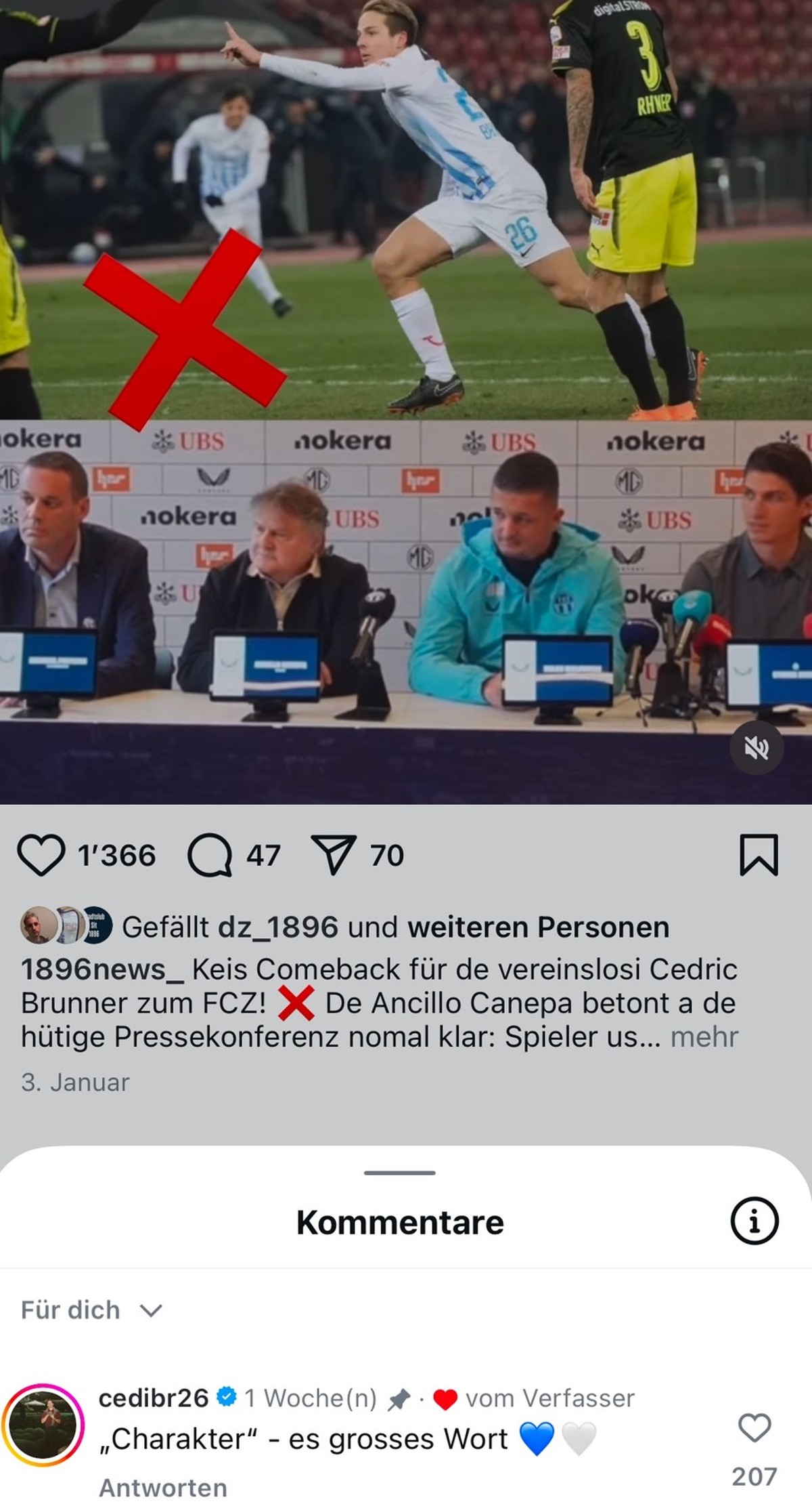 Kommentar von Cedric Brunner auf die Aussage von Ancillo Canepa.