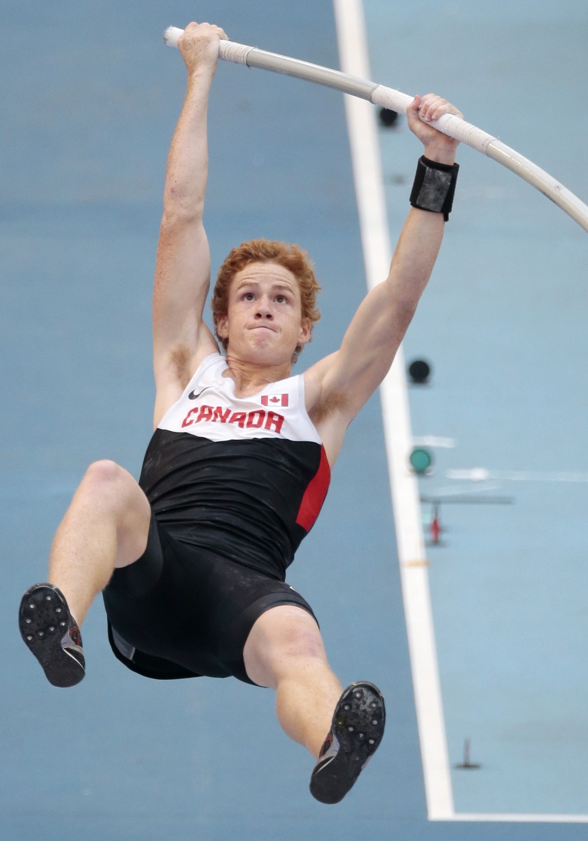 FILE - Canada's Shawn Barber competes in the men's pole vault qualification at the World Athletics Championships in the Luzhniki stadium in Moscow, Russia, Saturday, Aug. 10, 2013. Barber ha ...