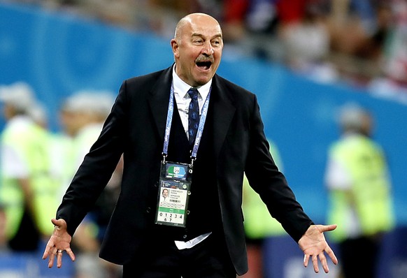 epa06872731 Russia&#039;s head coach Stanislav Cherchesov reacts during the FIFA World Cup 2018 quarter final soccer match between Russia and Croatia in Sochi, Russia, 07 July 2018.

(RESTRICTIONS A ...