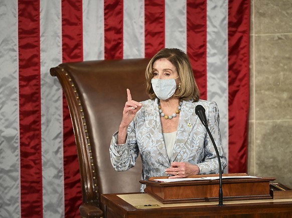 Nancy Pelosi, Sprecherin des Repräsentantenhauses der USA, am Eröffnungstag des neuen US-Kongresses. Foto: Bill O&#039;leary/Pool The Washington Post/AP/dpa