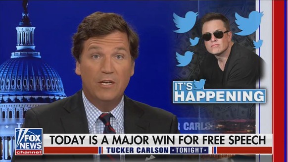 Auf Fox News feiert der rechtskonservative TV-Moderator Tucker Carlson Elon Musk.