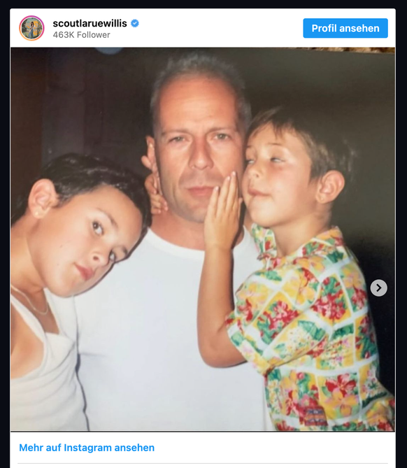 Bruce Willis mit Kindern. Screenshot: Instagram