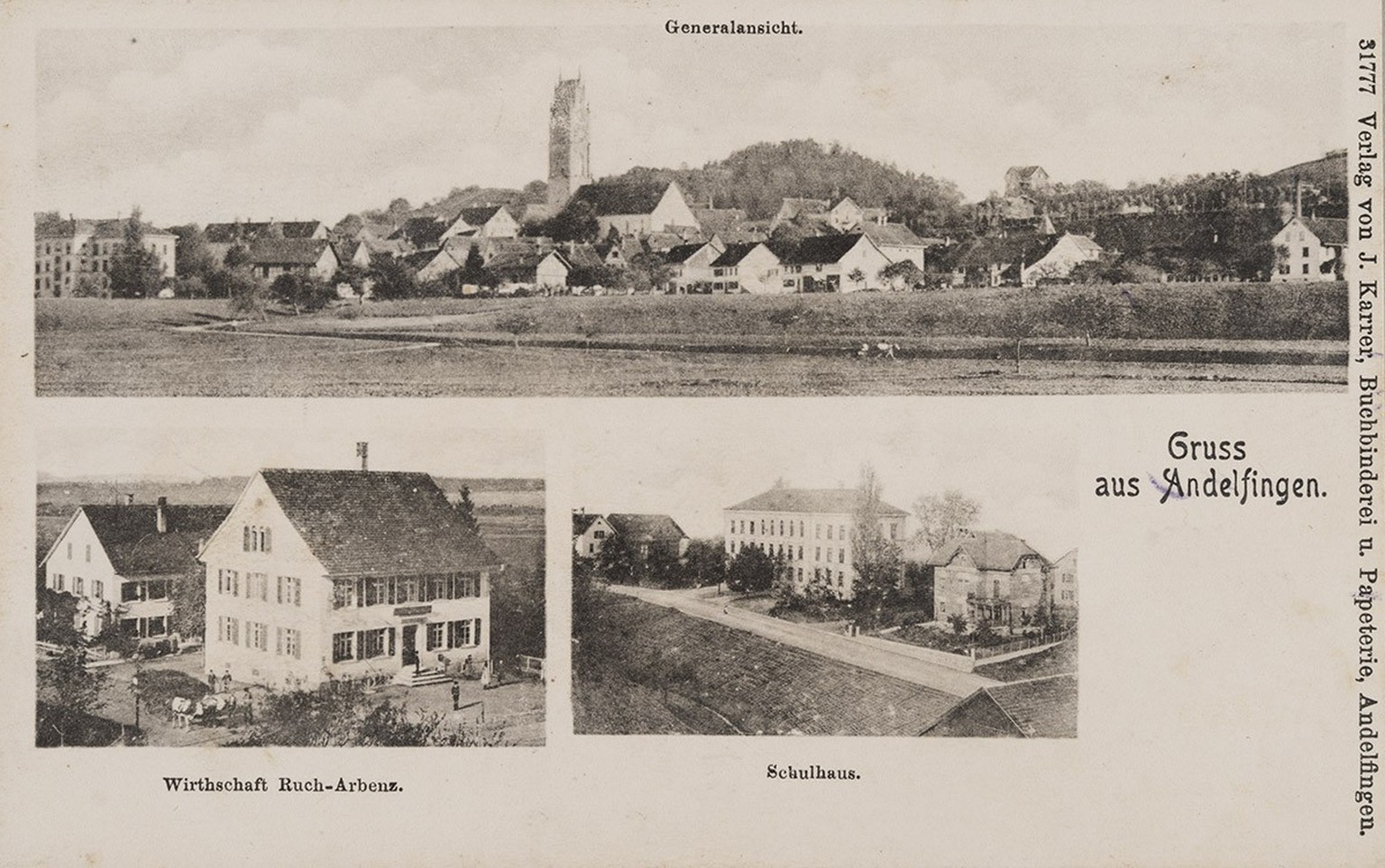 Andelfingen on a postcard from 1904.
