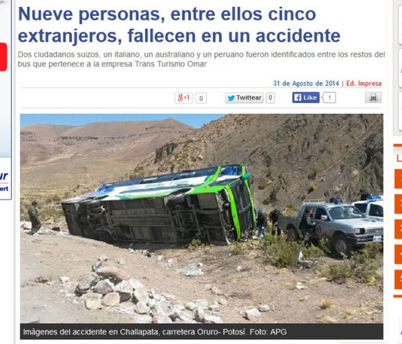 Der verunglückte Bus auf der Panamericana.