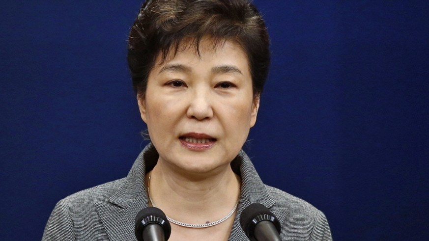 FILE - In this Nov. 29, 2016, file photo, South Korean President Park Geun-hye makes a live televised address in Seoul, South Korea. South Korea&#039;s Constitutional Court rules to formally end impea ...