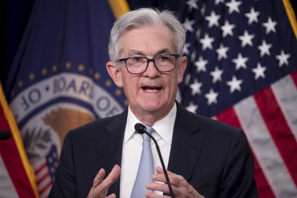 epa10282168 Chair of the Federal Reserve Jerome Powell holds a news conference following the Federal Open Market Committee meeting, in Washington, DC, USA, 02 November 2022. The Federal Reserve raised ...