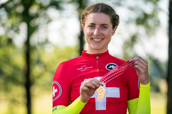 Marlen Reusser, categorie femme elite, vainqueur des championnats suisses de contre la montre ce mercredi 16 juin 2021 au Chalet-a-Gobet sur les hauts de Lausanne. (KEYSTONE/Maxime Schmid)