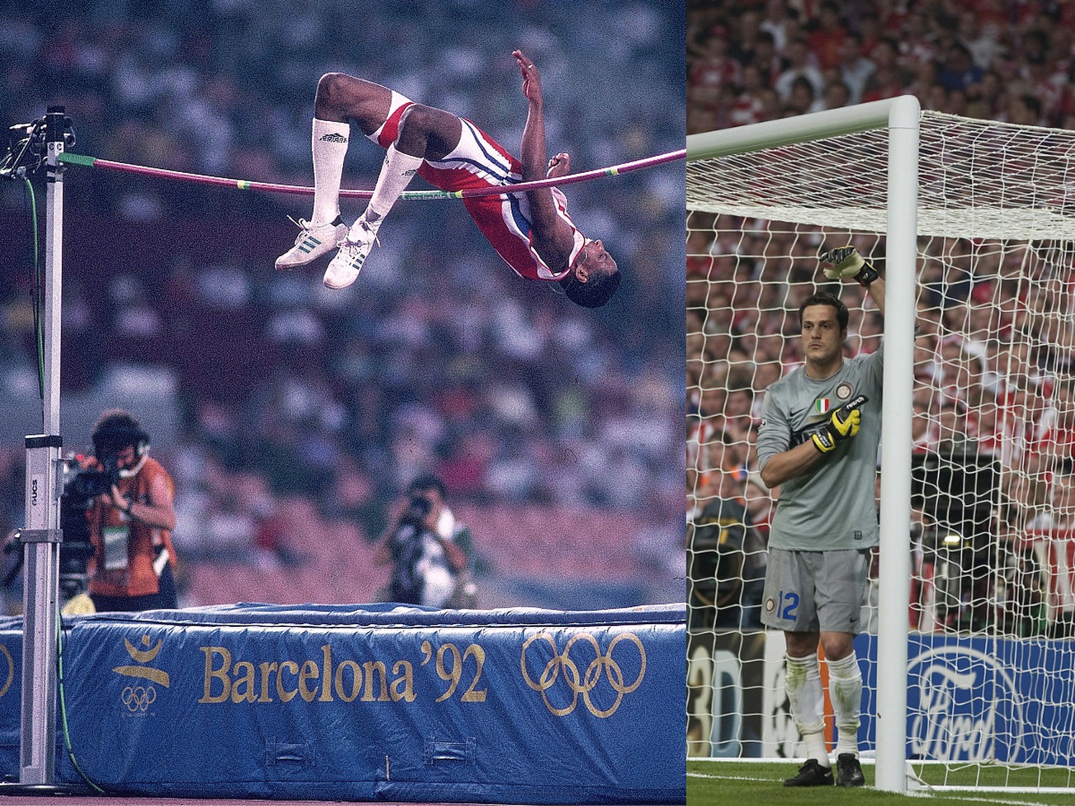 Weltrekordler Javier Sotomayor aus Kuba übersprang mit 2,45 m ein Fussballtor – ohne Goalie.