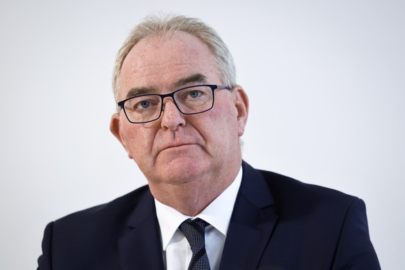 Christoph Maeder, Praesident economiesuisse, waehrend der Jahresmedienkonferenz von economiesuisse, am Donnerstag, 2. Februar 2023, in Bern. (KEYSTONE/Peter Klaunzer)