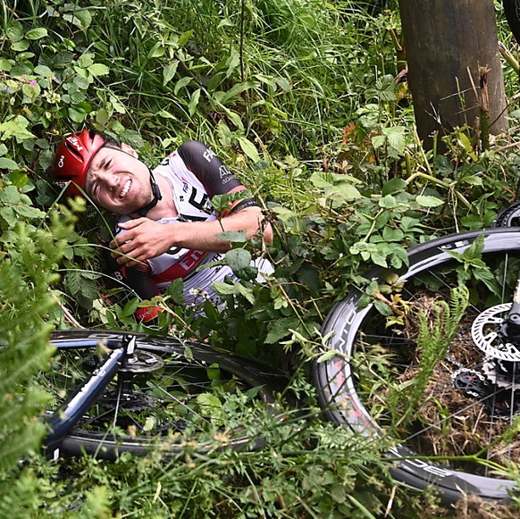 Marc Hirschi dans le foss