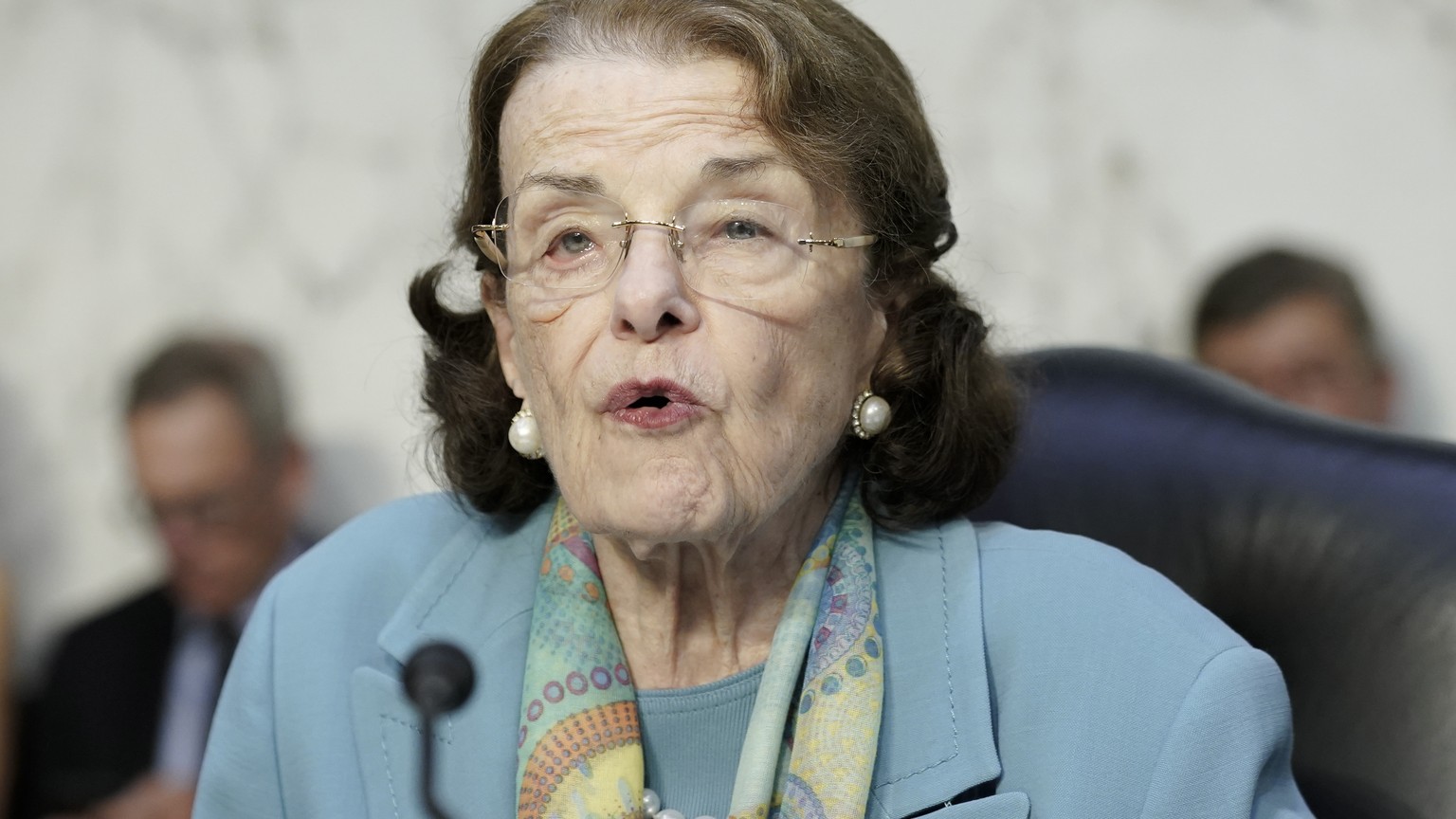 Sen. Dianne Feinstein, D-Calif., speaks during the Senate Intelligence hearing for confirmation of U.S. Air Force Lt. Gen. Timothy Haugh to be the Director of the National Security Agency, Wednesday,  ...