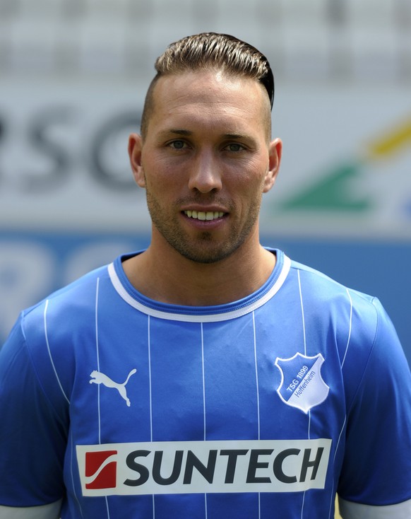 Portrait of midfielder Tobias Weis of the German Bundesliga soccer club TSG 1899 Hoffenheim taken during the team presentation on Tuesday, July 10, 2012 in Sinsheim, Germany. (AP Photo/dapd/Daniel Mau ...