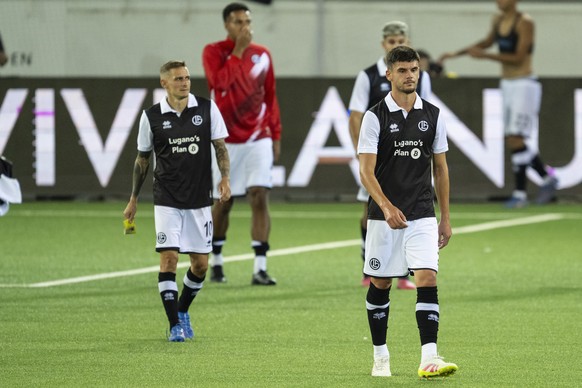 Lugano&#039;s player are disapointed during the UEFA Conference League 3nd qualifying round soccer match between FC Lugano of Switzerland and NK Celje of Slovenia, at the Stockhorn Arena stadium in Th ...