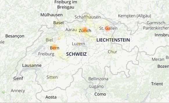 Aus diesen Regionen wurden Störungen gemeldet.