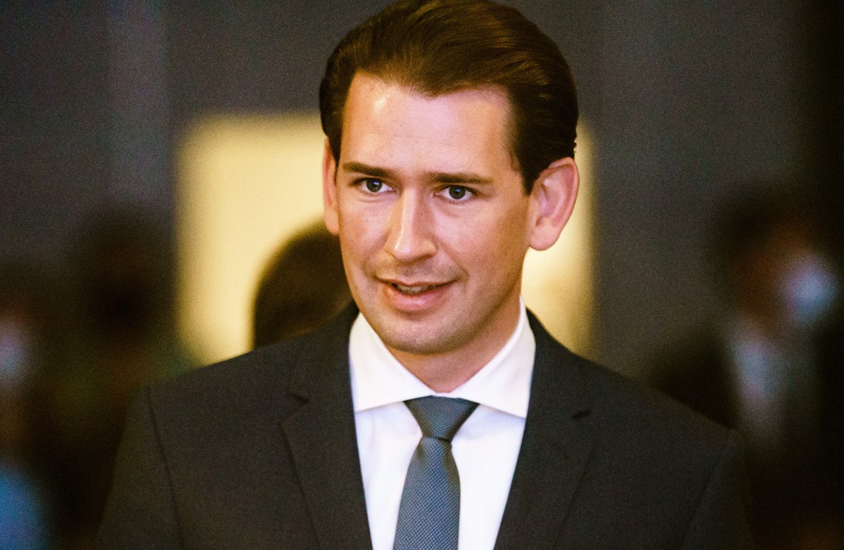 epa09457225 Austrian Chancellor Sebastian Kurz arrives for an EPP Group Bureau meeting in Berlin, Germany, 09 September 2021. The European People's Party (EPP) Group Bureau holds a meeting from 0 ...