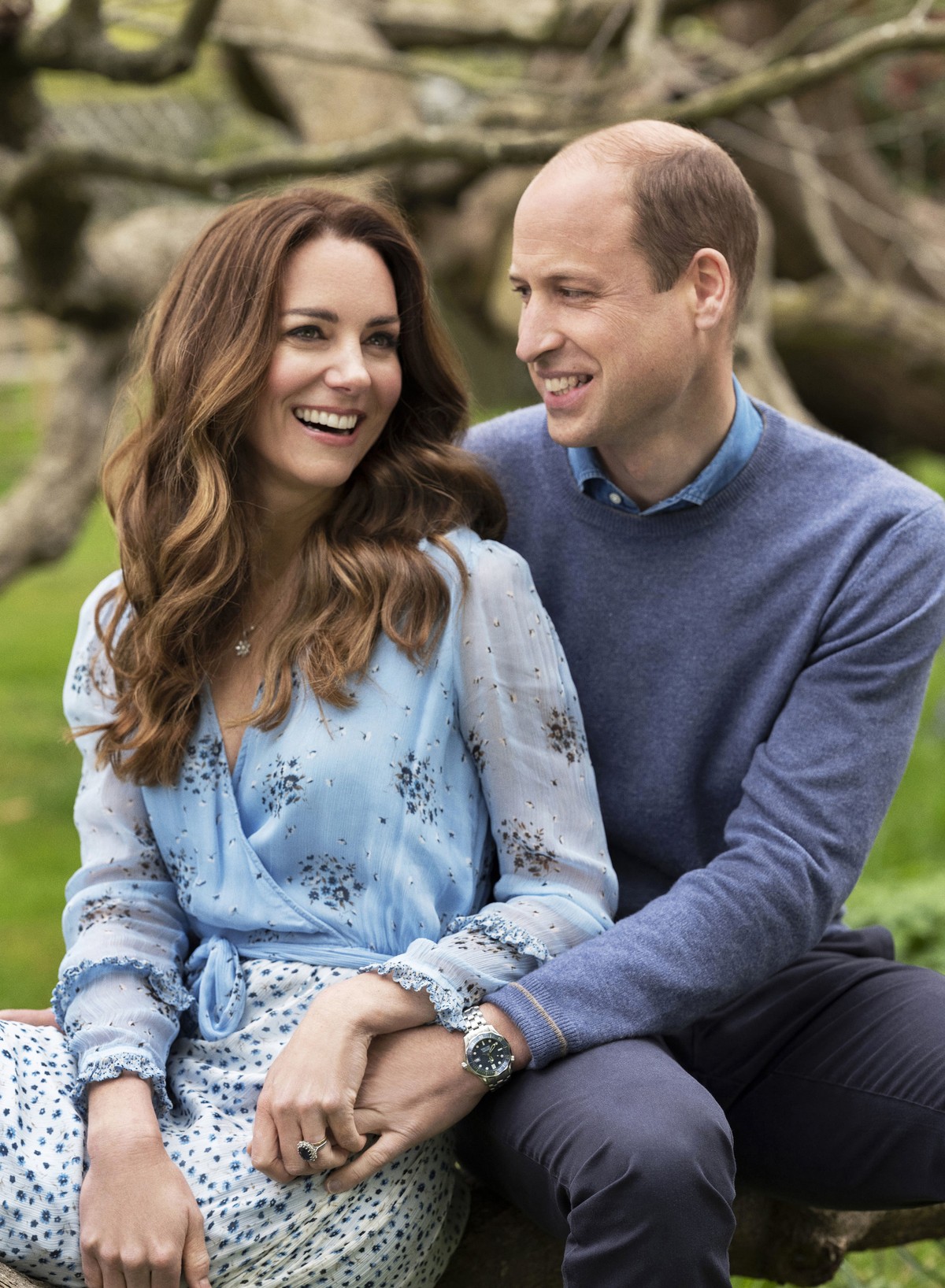 In this photo provided by Camera Press and released Wednesday, April 28, 2021, is Britain's Prince William and Kate, Duchess of Cambridge, at Kensington Palace photographed this week in London, E ...