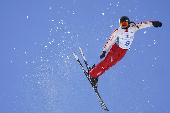 Switzerland&#039;s Carol Bouvard competes in the World Cup women&#039;s freestyle aerials skiing event, Saturday, Feb. 6, 2021, in Deer Valley, Utah. (AP Photo/Rick Bowmer)
Carol Bouvard