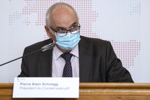 ARCHIVBILD ZUR MEDIENKONFERENZ VON PIERRE ALAIN SCHNEGG ZU DEN VORWUERFEN UEBER DIE VEROEFFENTLICHTEN COVID-19 FALLZAHLEN AN BERNER SCHULEN, AM MONTAG, 13. SEPTEMBER 2021 - Der Berner Regierungspraesi ...