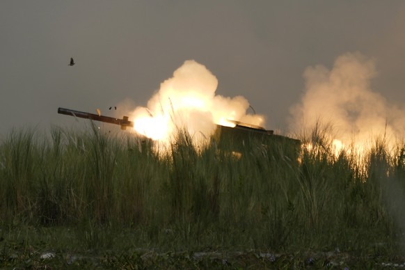 A U.S. M142 High Mobility Artillery Rocket System (HIMARS) fires a missile during annual combat drills between the Philippine Marine Corps and U.S. Marine Corps in Capas, Tarlac province, northern Phi ...