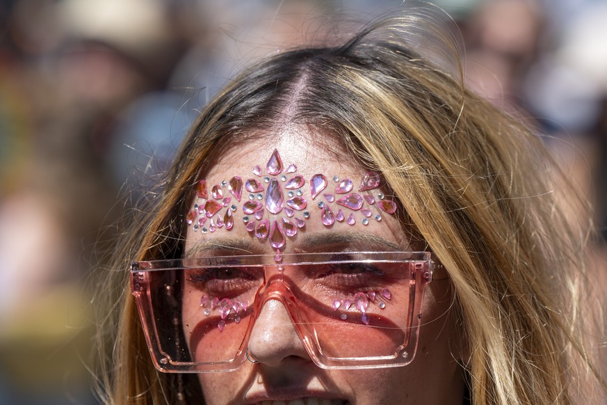 epa11542580 A participant attends the 31st Street Parade in the city center of Zurich, Switzerland, 10 August 2024. The annual dance music event Street Parade runs this year under the motto &#039;Pref ...