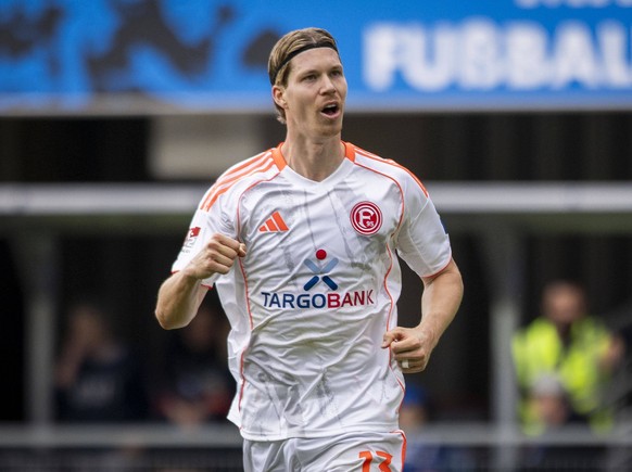 Paderborn, Germany. 23th Aug 2025. Torjubel: Cedric Itten F95 SC Paderborn - Fortuna Düsseldorf 23.08.2025 *** Paderborn, Germany 23rd Aug 2025 Goal celebration Cedric Itten F95 SC Paderborn Fortuna D ...