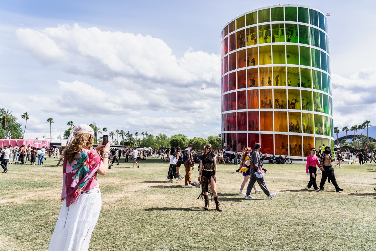 Festivalgoers are seen during the first weekend of Coachella Valley Music and Arts Festival, Sunday, April 12, 2026, in Indio, Calif. (Photo by Amy Harris/Invision/AP)
2026 Coachella Valley Music and  ...