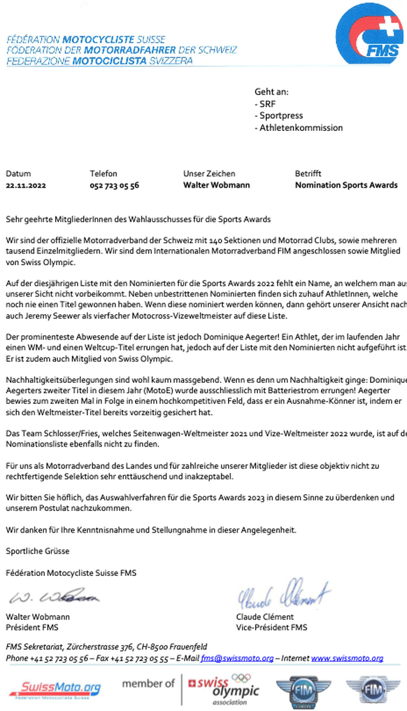 Wobmann Aegerter Brief