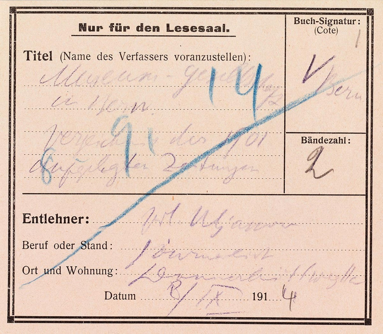 In Bern war Lenin ein eifriger Bibliothekengänger. Ausleihschein von 1914.
https://www.e-manuscripta.ch/snl/content/titleinfo/2038123