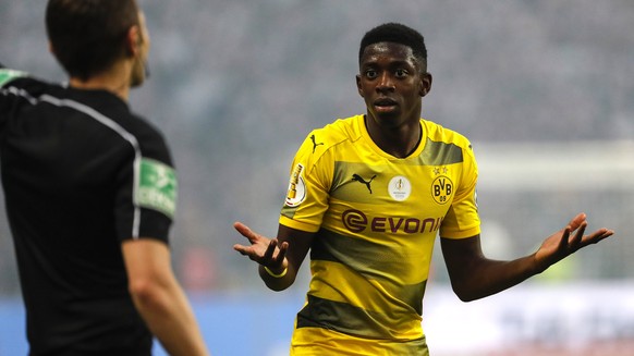 epa05994121 Dortmund&#039;s Ousmane Dembele reacts during the German DFB Cup final soccer match between Eintracht Frankfurt and Borussia Dortmund at the Olympic Stadium in Berlin, Germany, 27 May 2017 ...